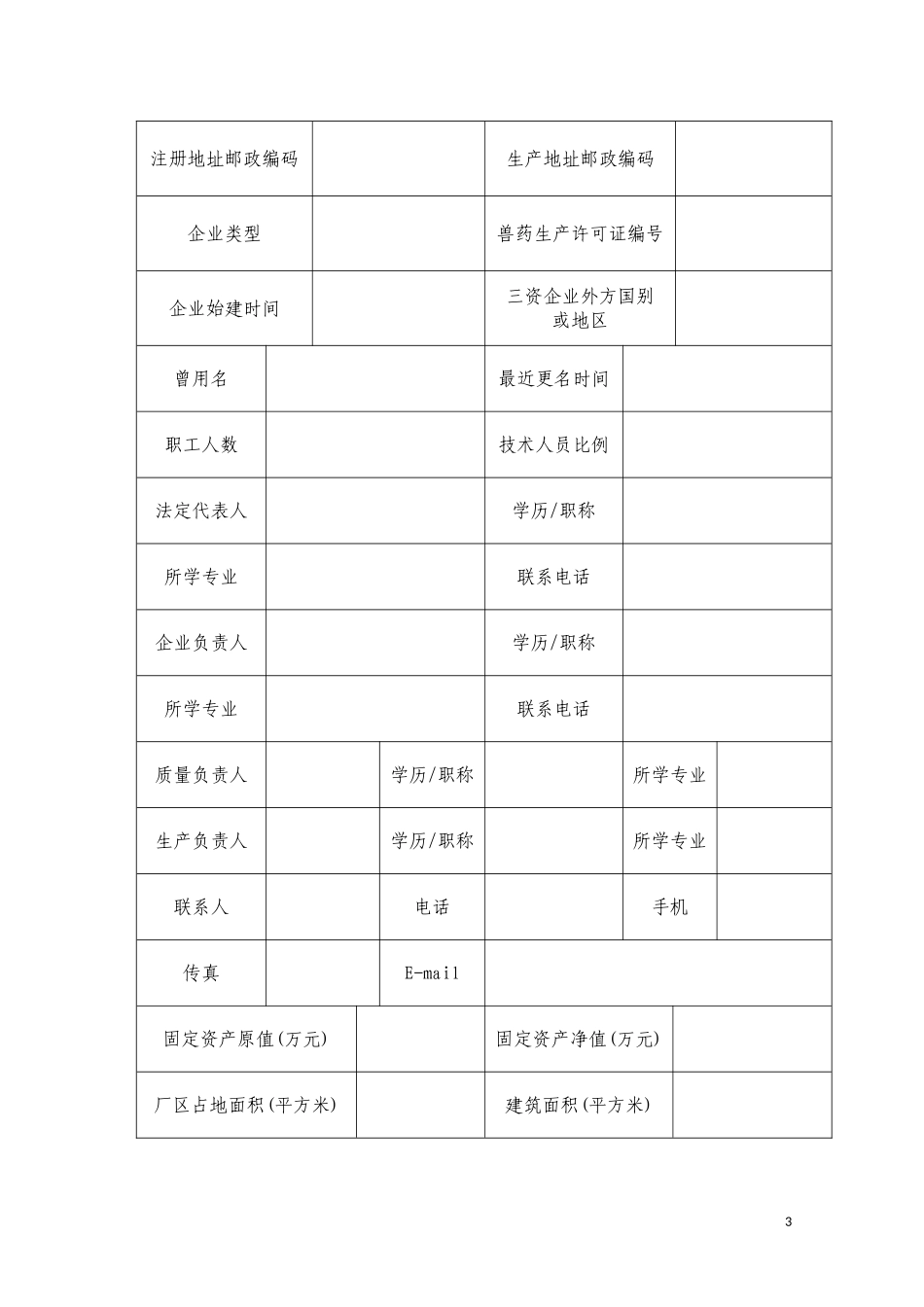 兽药GMP检查验收相关表格_第3页