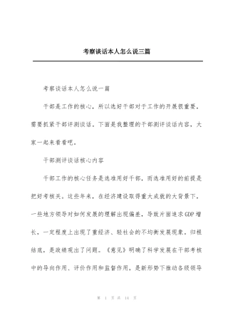 考察谈话本人怎么说三篇