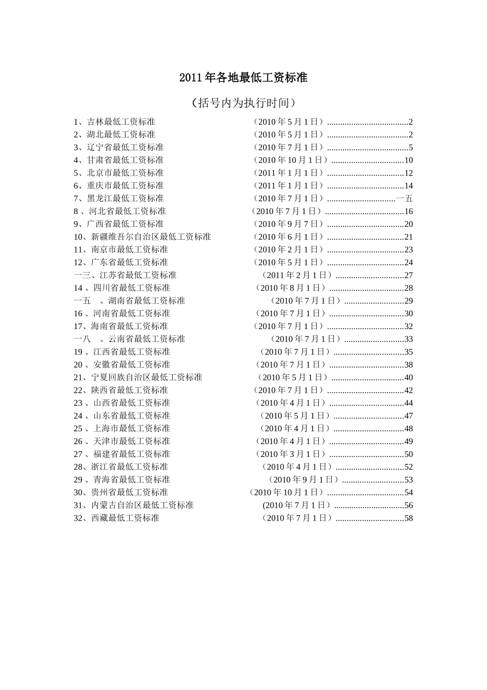 各地最低工资标准_第1页