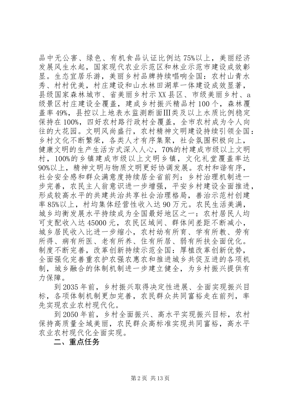 XX市打造实施乡村振兴战略示范区行动方案_第2页