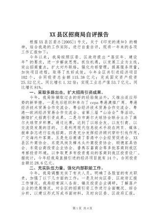 XX县区招商局自评报告