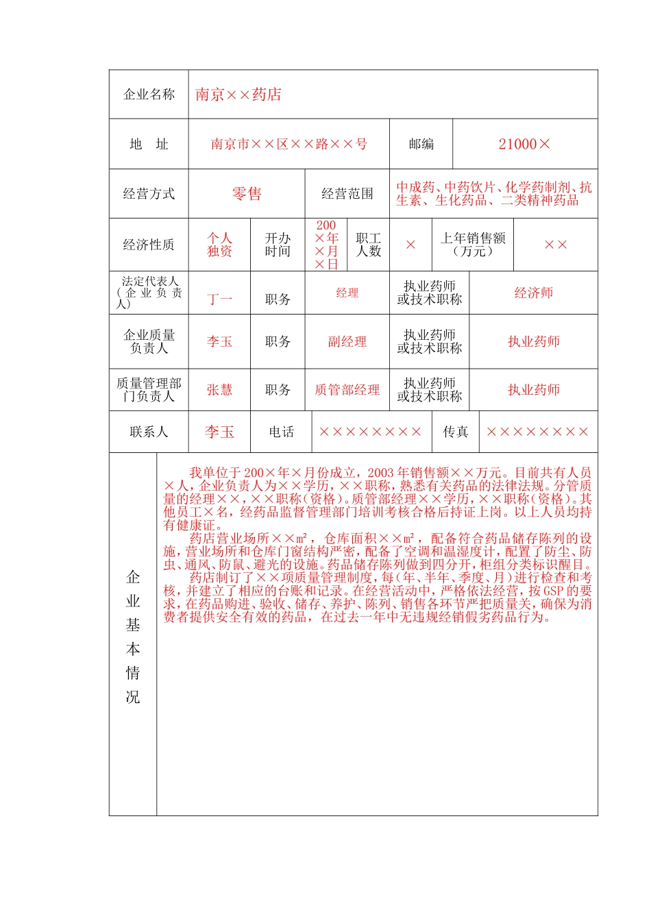 二类精神药品经营单位申请表_第3页