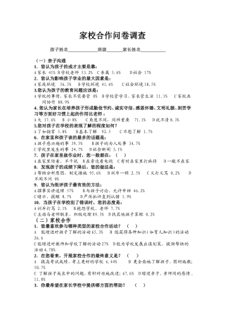 家校合作问卷调查
