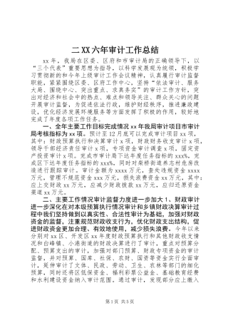 二XX六年审计工作总结