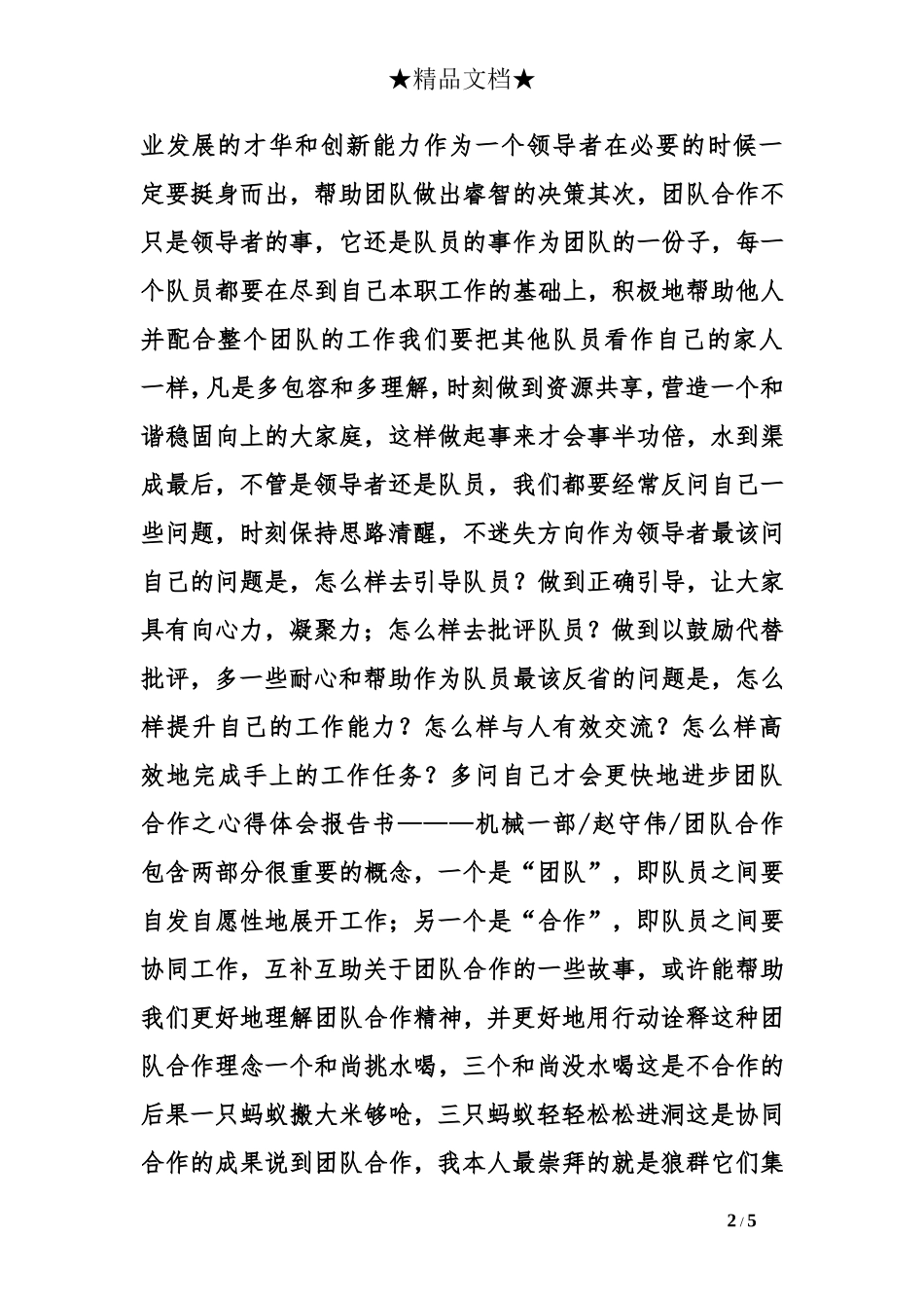 团队合作精神心得体会_第2页