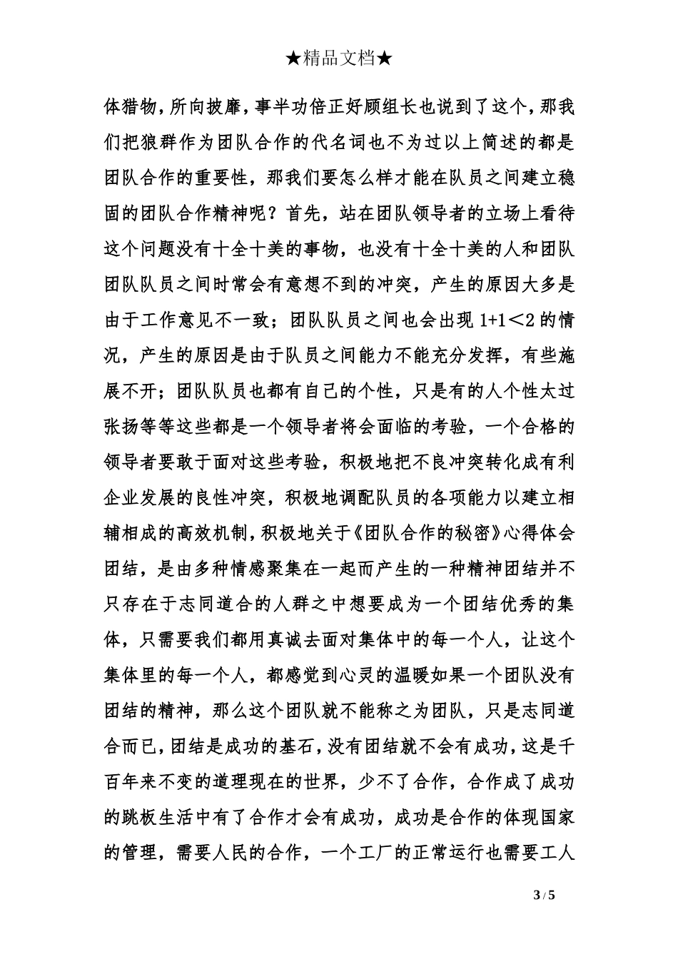 团队合作精神心得体会_第3页