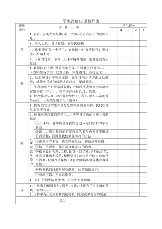 学生评价任课教师表