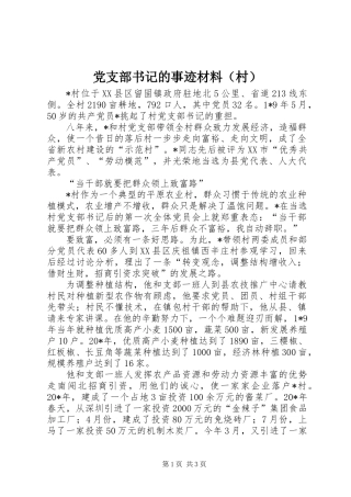 党支部书记的事迹材料（村）