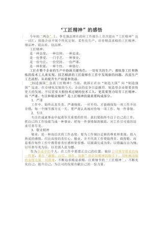 “工匠精神”的感悟