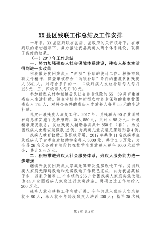 XX县区残联工作总结及工作安排 (2)