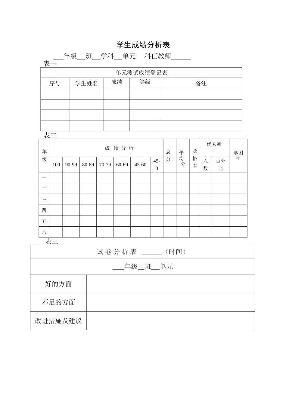 海山希望小学成绩分析表_第1页