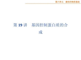 2015届《优化方案》高考生物（苏教版）一轮配套课件：第19讲基因控制蛋白质的合成