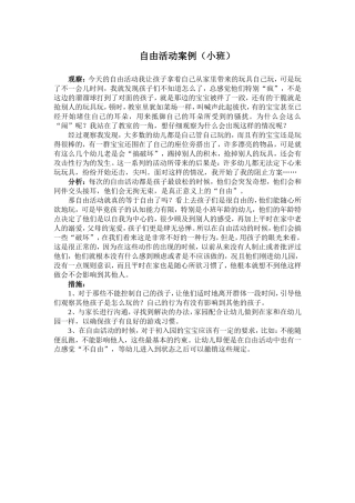幼儿园自由活动案例