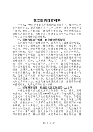 党支部的自荐材料