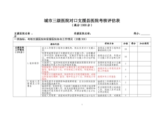 城市三级医院对口支援县医院考核评估表DOC