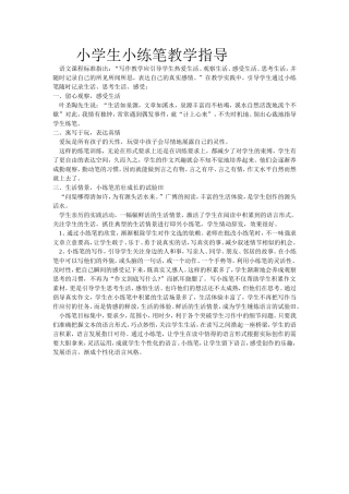 小学生小练笔教学指导