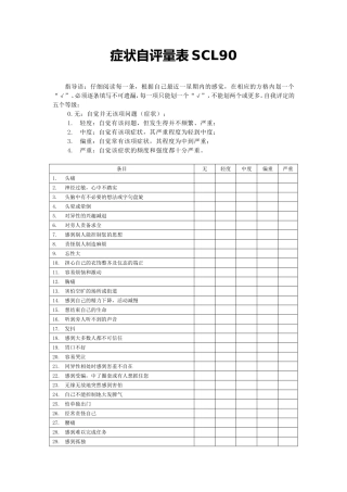 症状自评量表SCL90