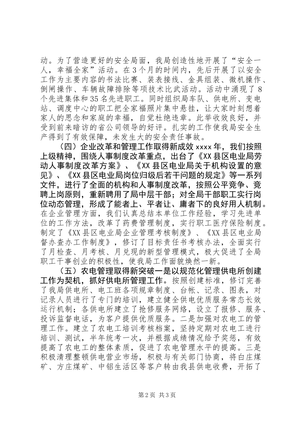 XX县电业局年度工作总结_第2页