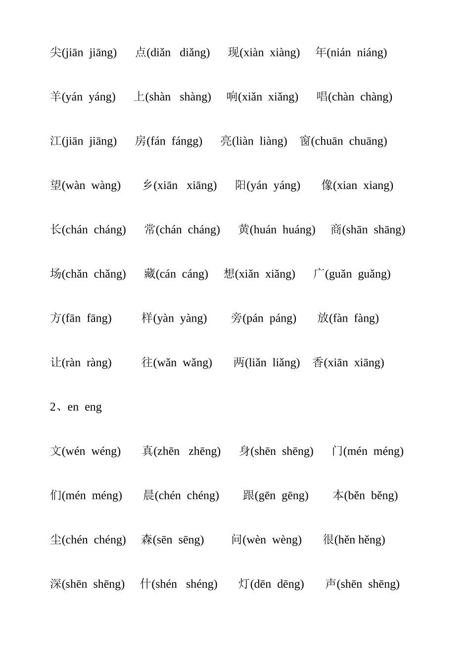 前后鼻音复习练习卷_第2页