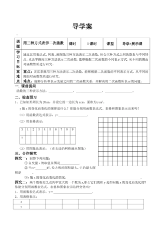用三种方式表示二次函数