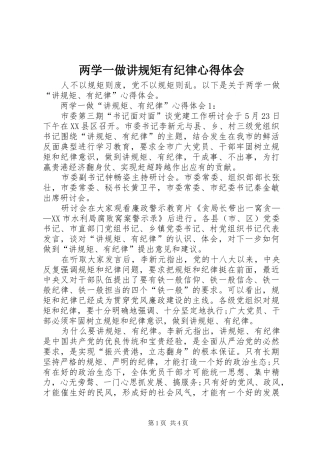 两学一做讲规矩有纪律心得体会 