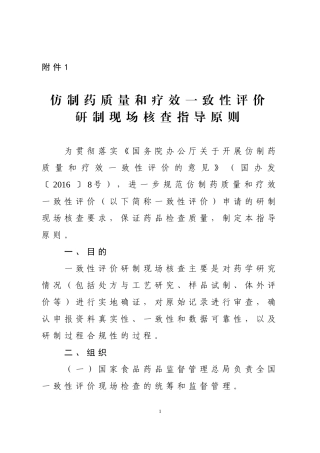 仿制药质量和疗效一致性评价研制现场核查指导原则