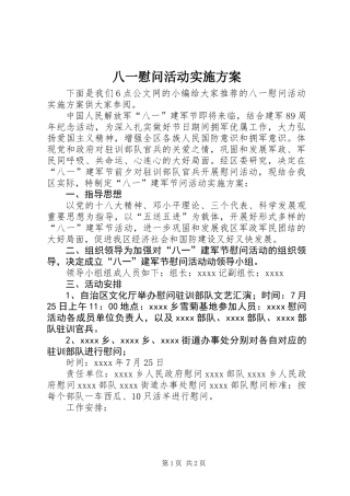 八一慰问活动实施方案