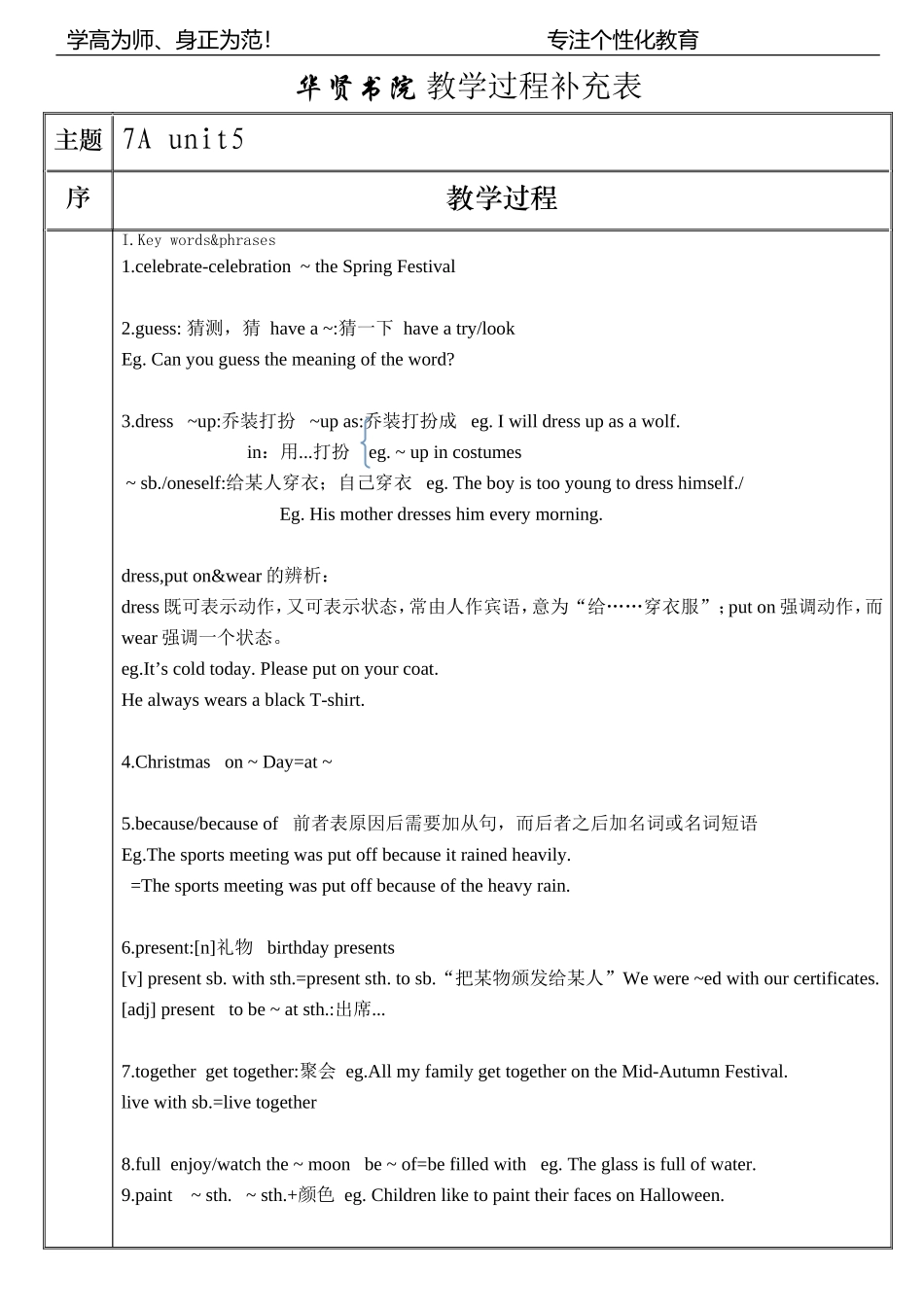 七年级牛津译林U5复习_第1页