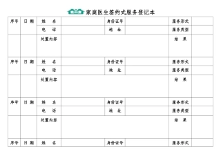家庭医生签约式服务登记本