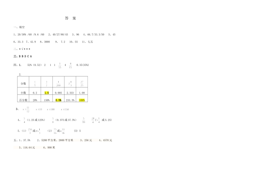 百分数单元检测题及答案_第3页
