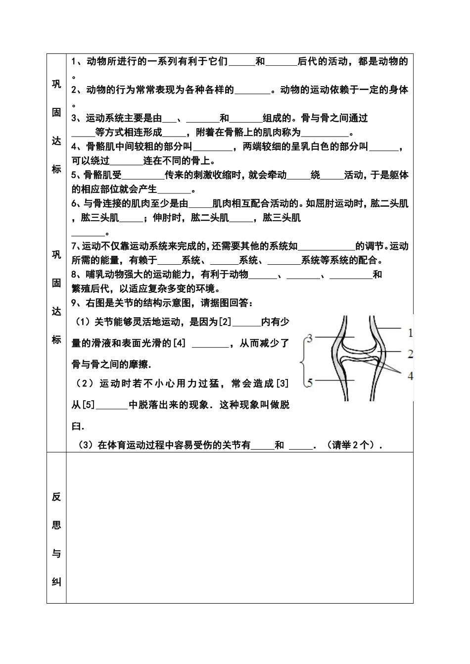 导学案第一节动物的运动_第2页