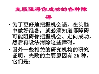 克服阻碍你成功的各种障碍概要