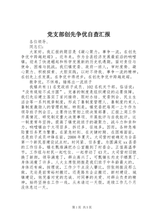 党支部创先争优自查汇报
