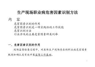 生产现场职业病危害因素识别方法