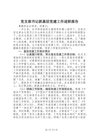党支部书记抓基层党建工作述职报告
