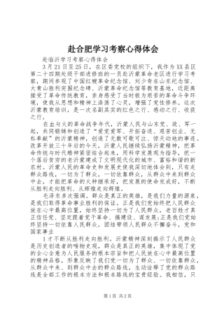 赴合肥学习考察心得体会 