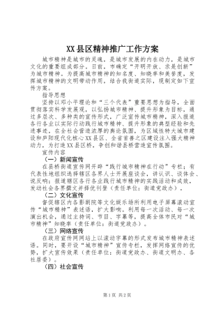 XX县区精神推广工作方案