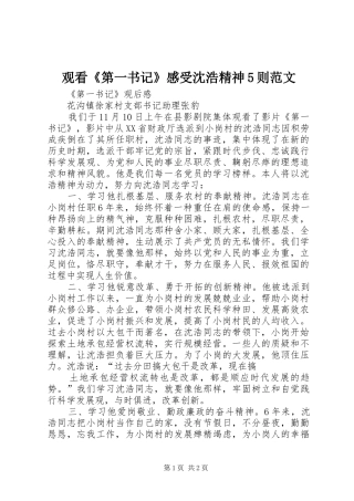 观看《第一书记》感受沈浩精神5则范文 