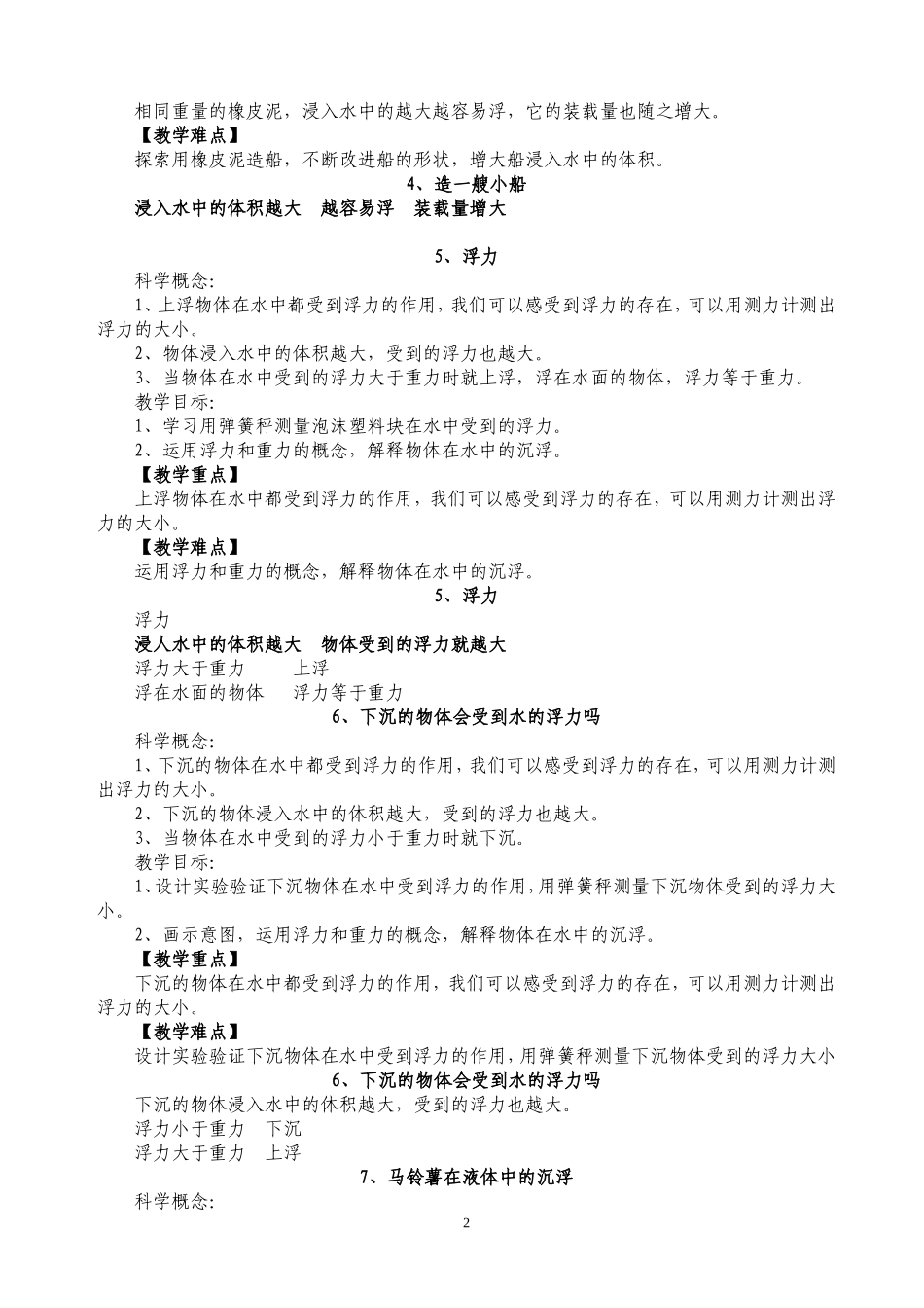 新版教科版五年级下册科学教案_第2页