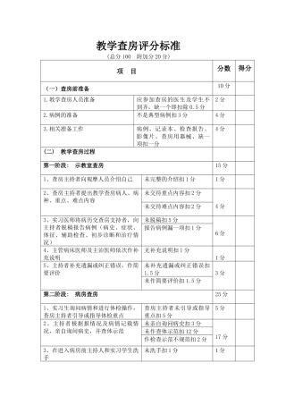 教学查房评分标准