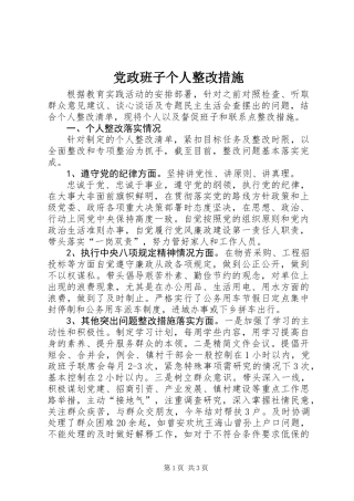 党政班子个人整改措施