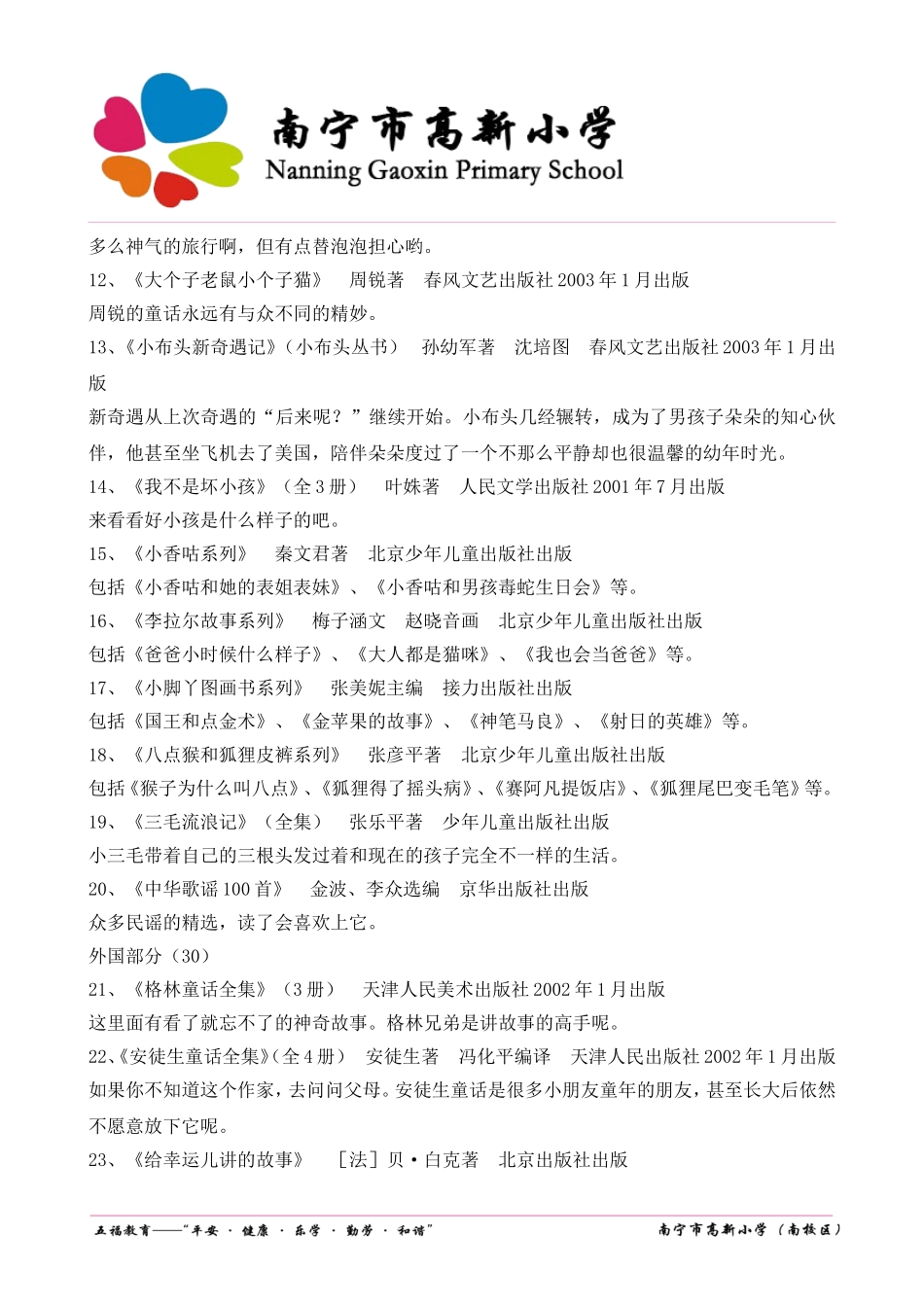 小学阶段课外阅读推荐书目_第2页