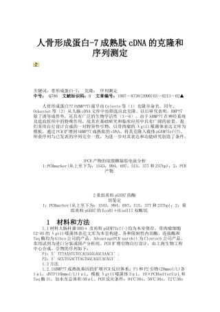 人骨形成蛋白-7成熟肽cDNA的克隆和序列测定(精)