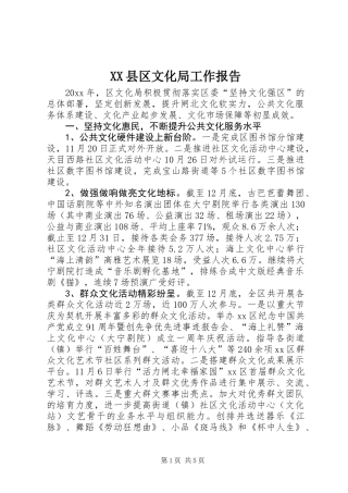 XX县区文化局工作报告