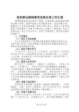 党的群众路线教育实践自查工作汇报