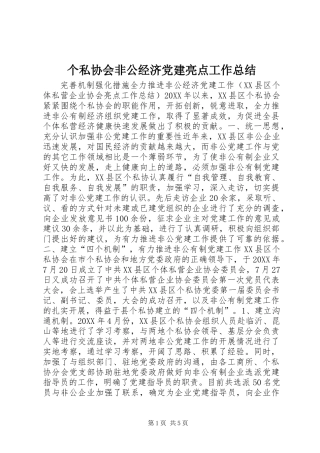 个私协会非公经济党建亮点工作总结