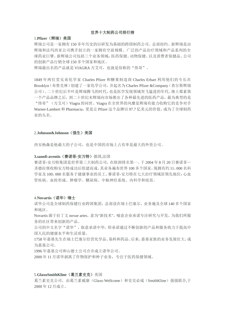 世界十大制药公司排行榜_第1页