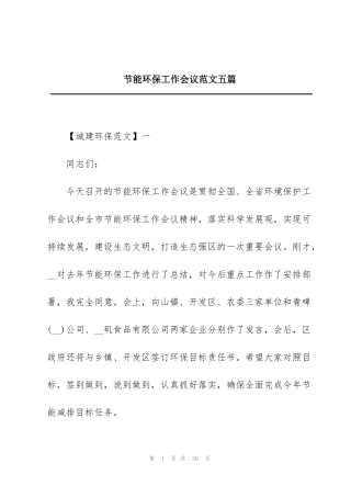 节能环保工作会议范文五篇
