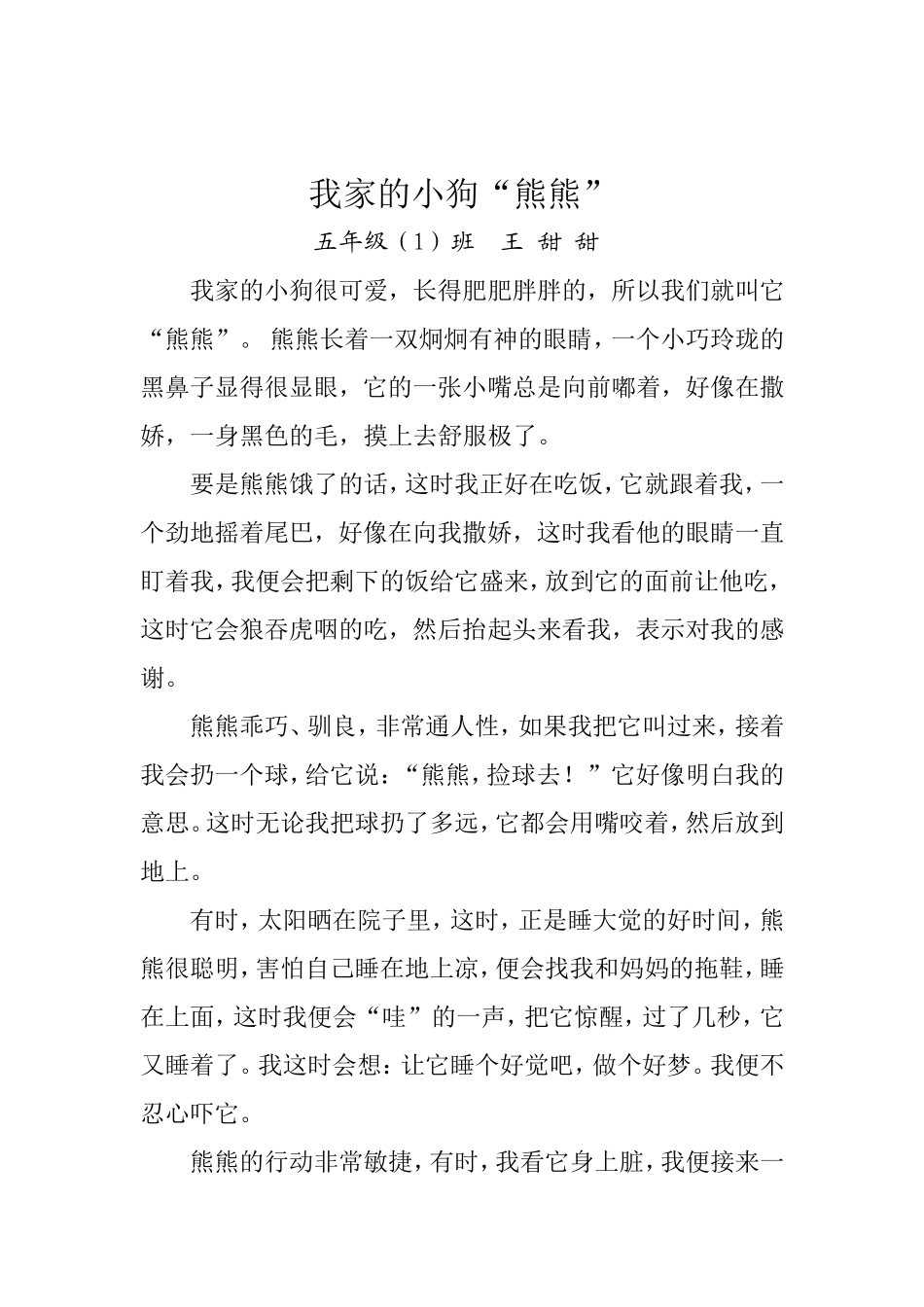 我家的小狗“熊熊”王甜甜_第1页