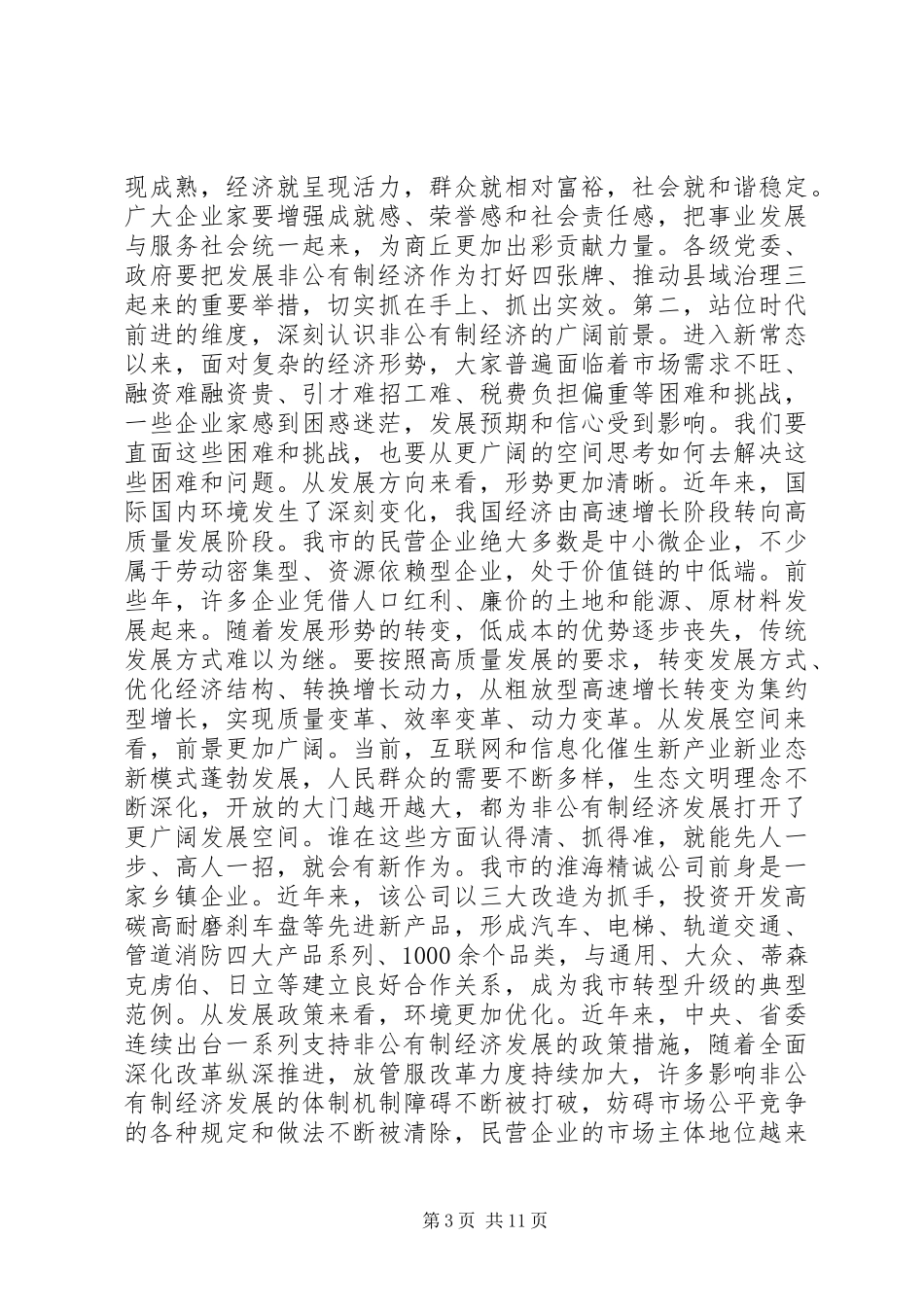 促进非公有制经济健康发展大会讲话_第3页